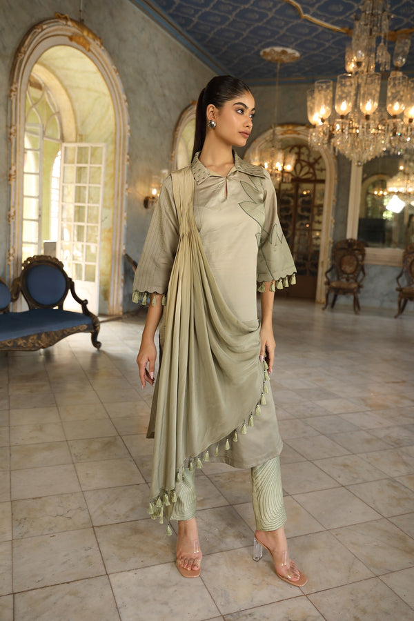 Olive green kurta set(SNG-13)