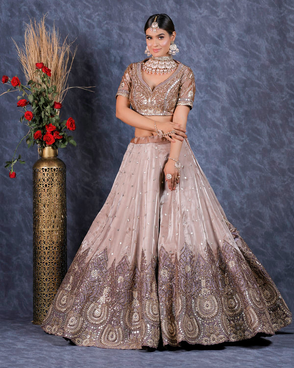 Nude Onion+Mauve Tissue Lehenga Set (DK-20)