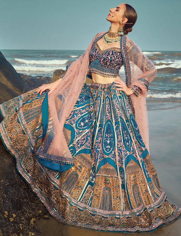 Teal Blue Minar Lehanga(B-02)