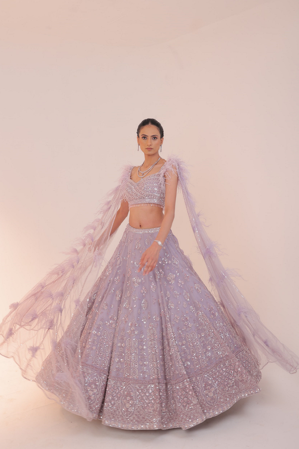 Lavender with Mustard Lehenga(G-52)