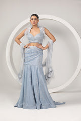 Hand embroidered haltered neck choli and a fish cut skirt(G-46)