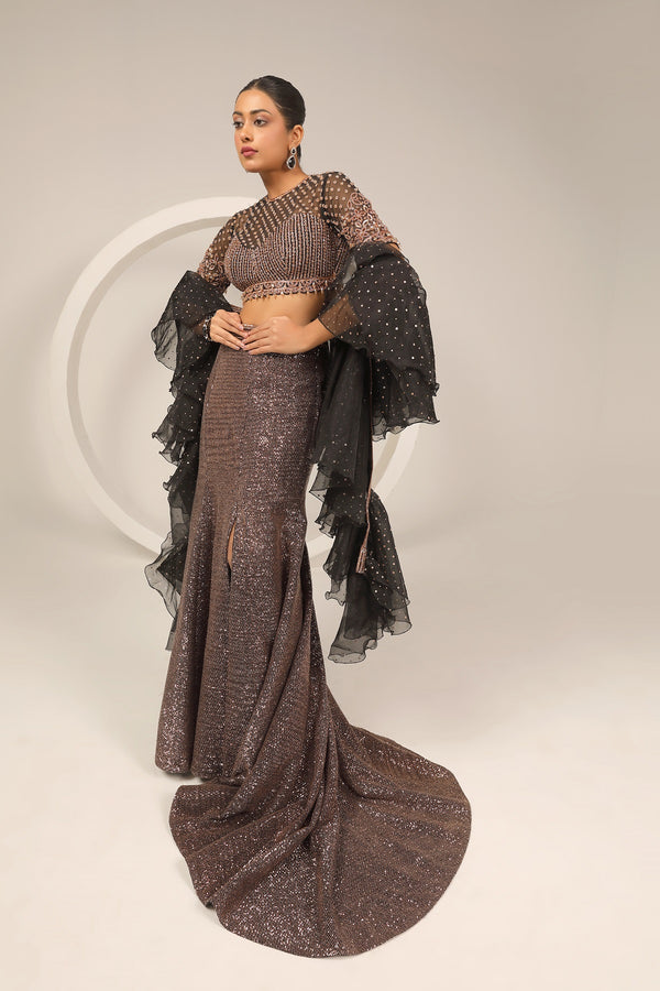 Modern sequence skirt and a hand-embroidered choli(G-71)