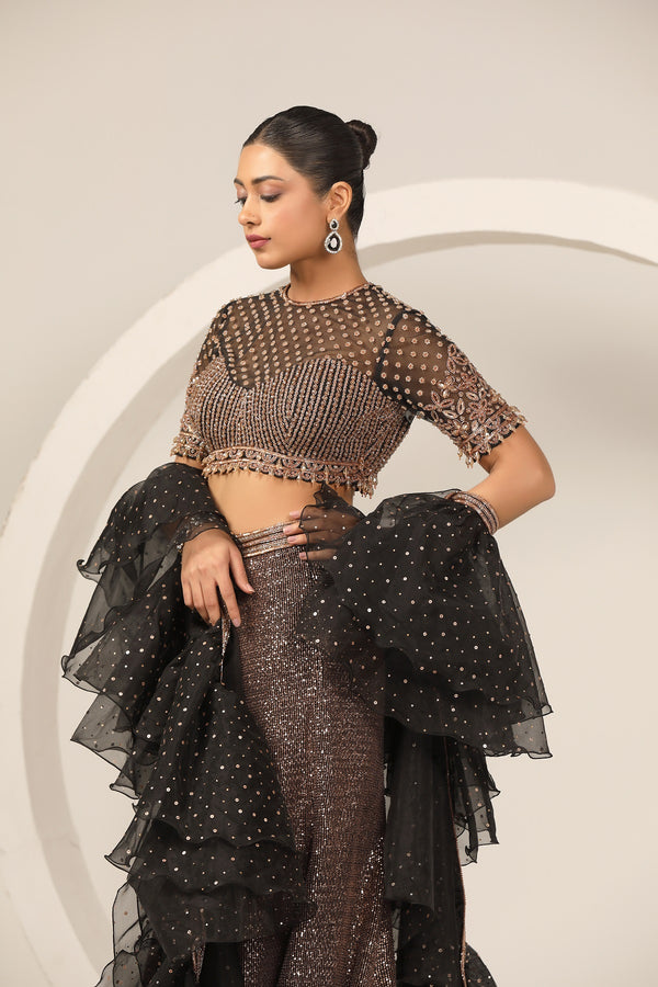 Modern sequence skirt and a hand-embroidered choli(G-71)
