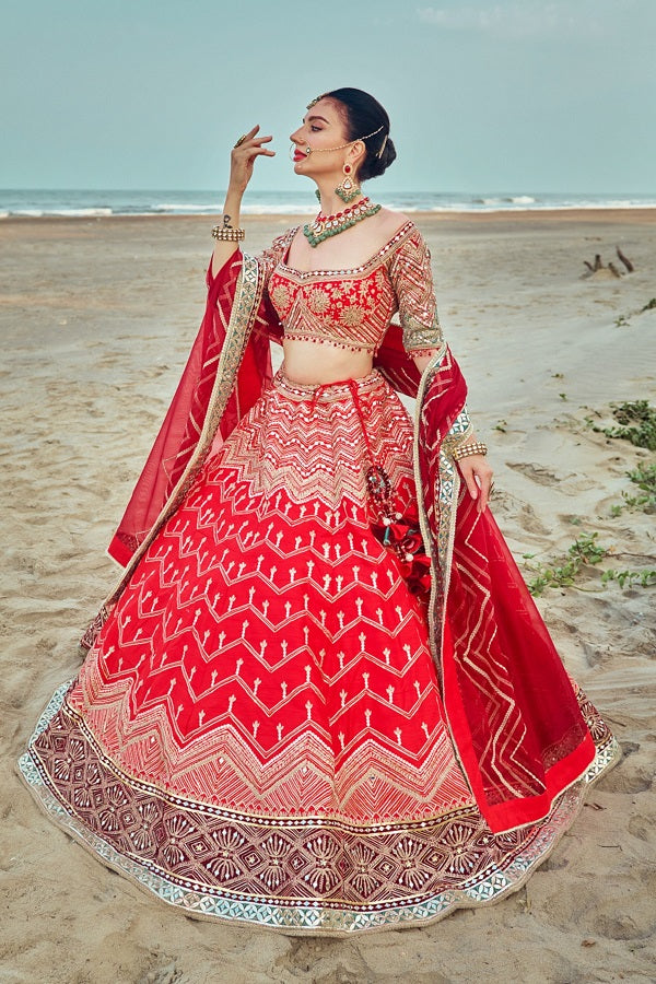 Crimson zig zag lehenga(DK-23)