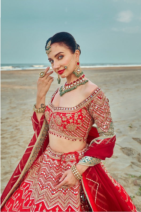 Crimson zig zag lehenga(DK-23)