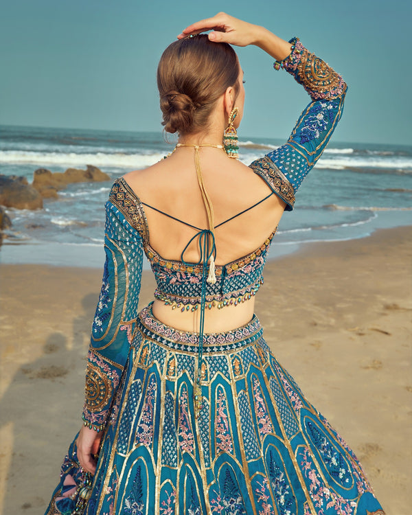 Teal Blue Minar Lehanga(B-02)