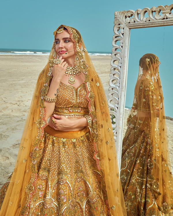 Ochre gold lehanga(B-01)