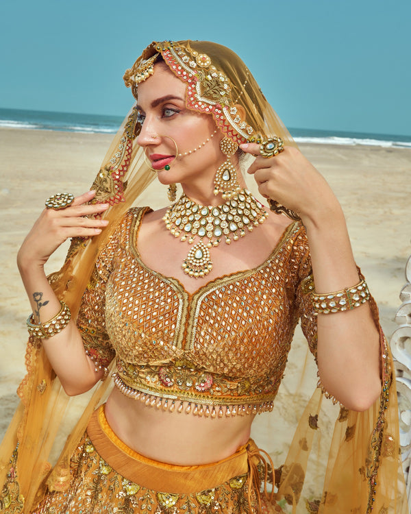 Ochre gold lehanga(B-01)