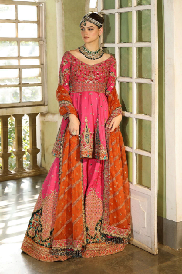 Pink and orange sharara(G-27)